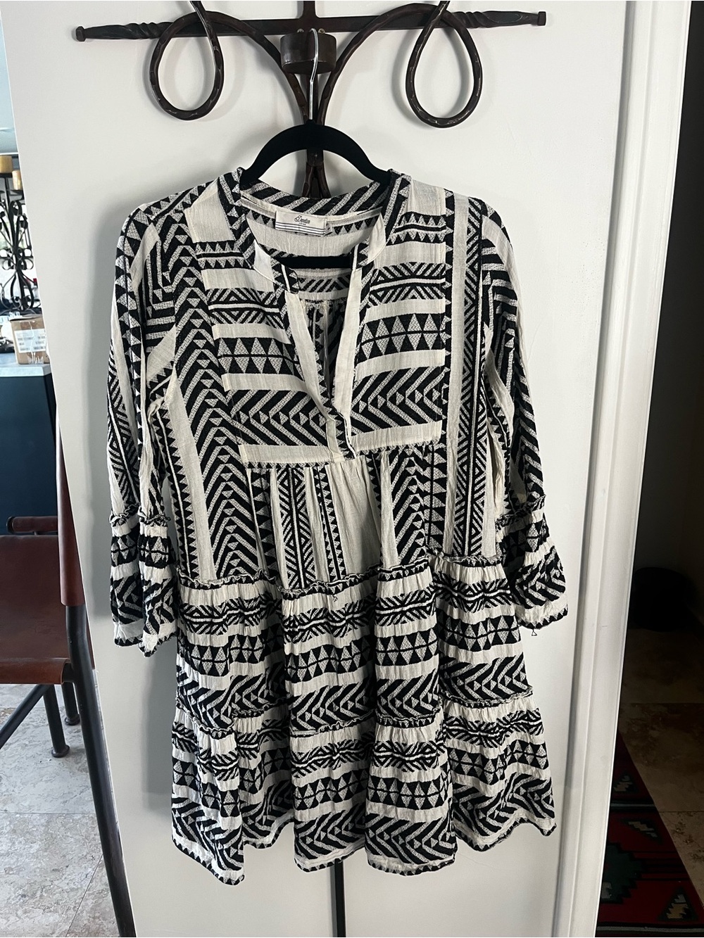 Devotion TWINS Black & White Geometric Boho Tunic